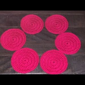 Six pack of crocheted table coasters
